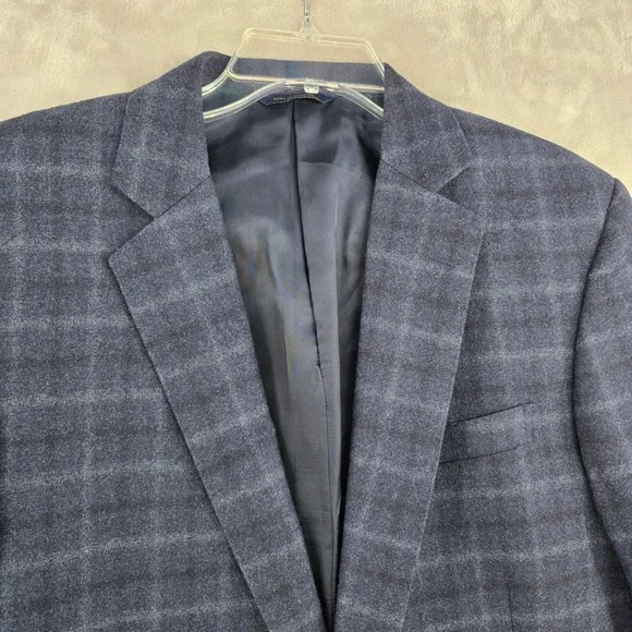 Brooks Brothers Regent Sport Coat Mens 44L Blue Plaid Reda 100% Wool Blazer